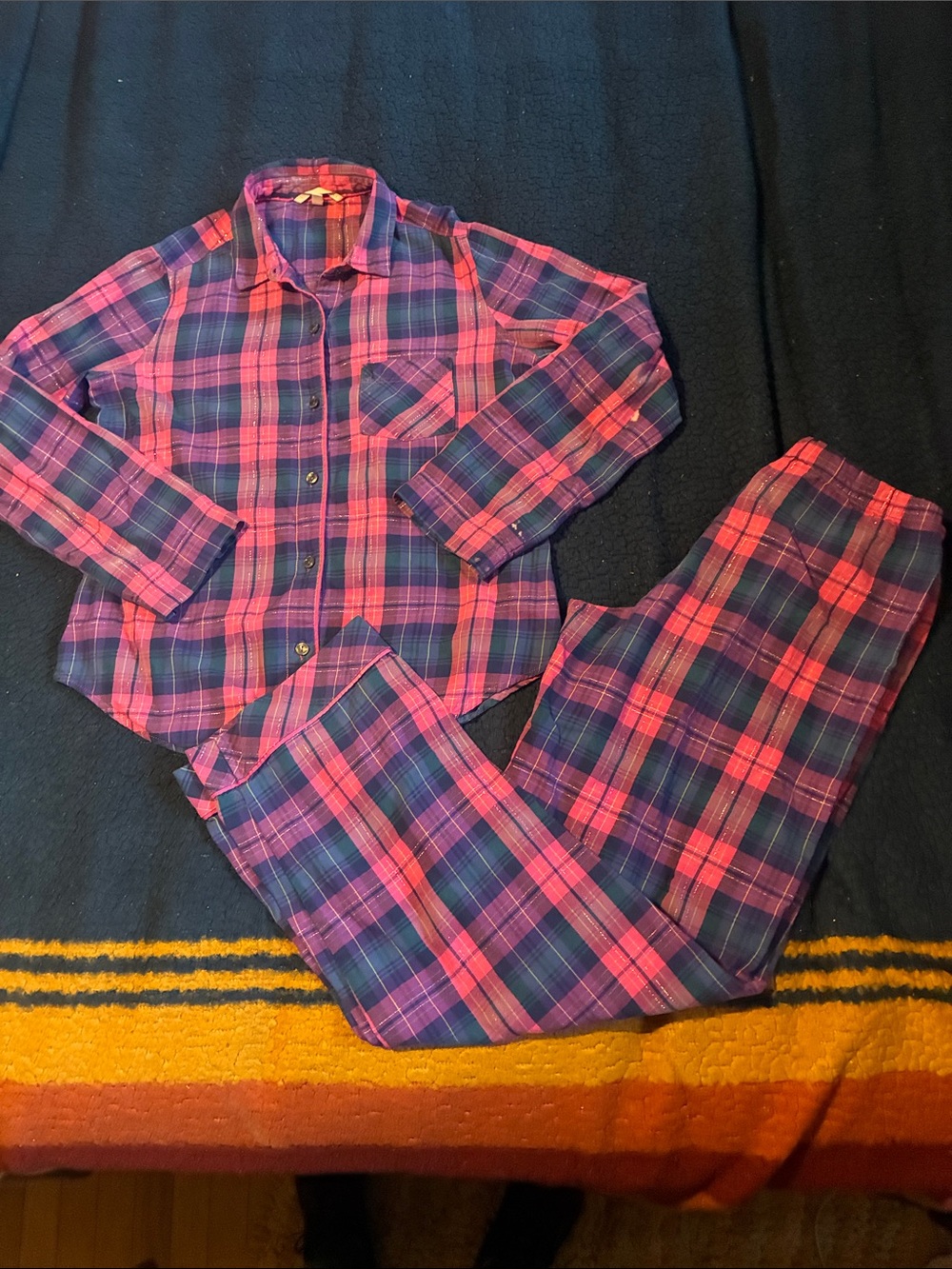 Victoria's Secret Pink and Purple Plaid Pajama Set